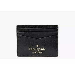 Kate Spade card holder wallet black leather NEW Staci soffiano Leather WLR00129